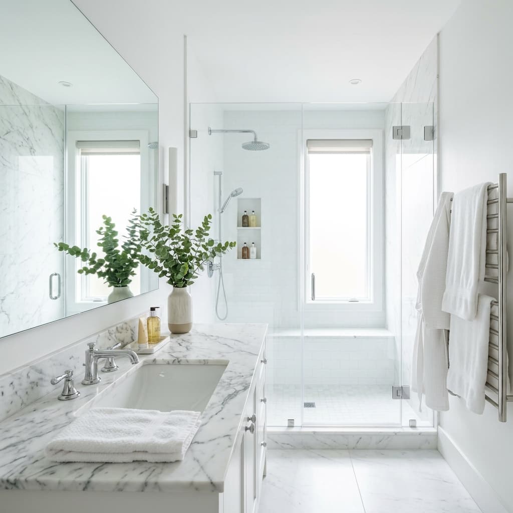 Stunning sparkling clean modern bathroom